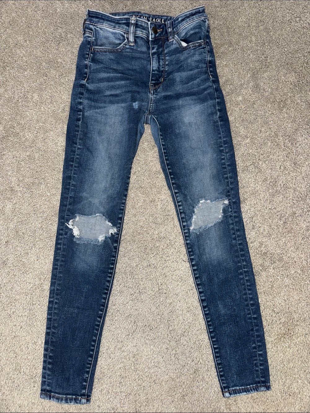 American Eagle Outfitters Women’s Dark Blue Ripped Skinny Jeans